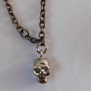 Ladies Pascia Brown Base Metal Bracelet with Silver Plated Skull - Made in Italy